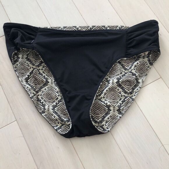 No Brand Women's Desert Python Reversible High-Waist Bikini Bottoms Caffe Medium - Picture 3 of 3